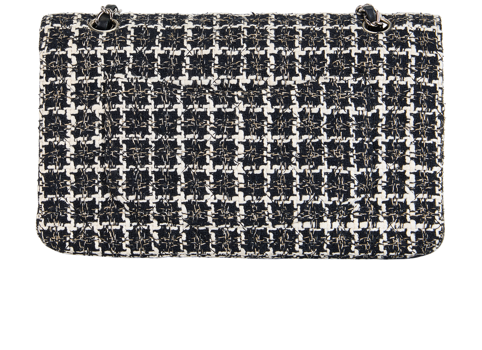 Medium Classic Double Flap, &pound;3,900, Handbags, Black/White, Tweed, Back view